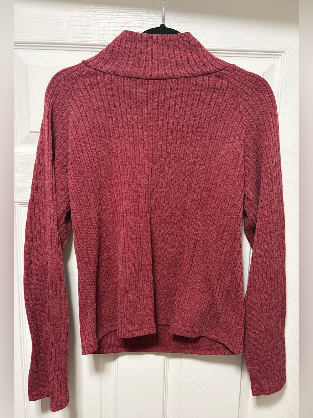 SHEIN Ribbed Cowl Neck Sweater in Rosewood